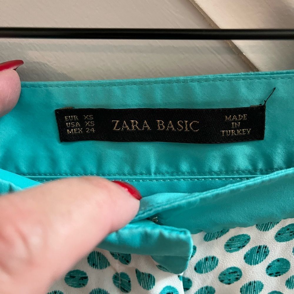 Zara Basic Aqua Dot Tailored Running Short Sz Xs … - image 3